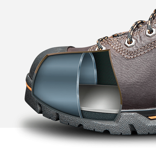 Cutaway illustration of a steel toe boot