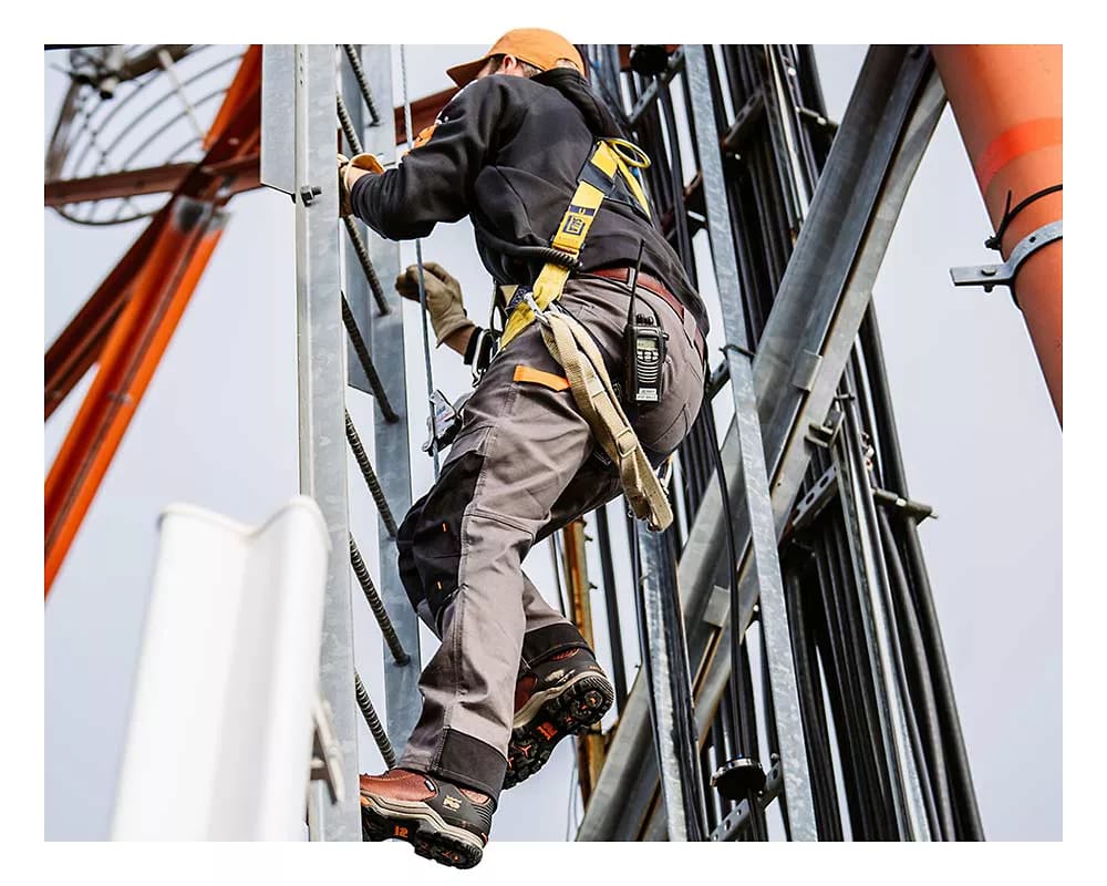 Construction worker wearing Hypercharge boots