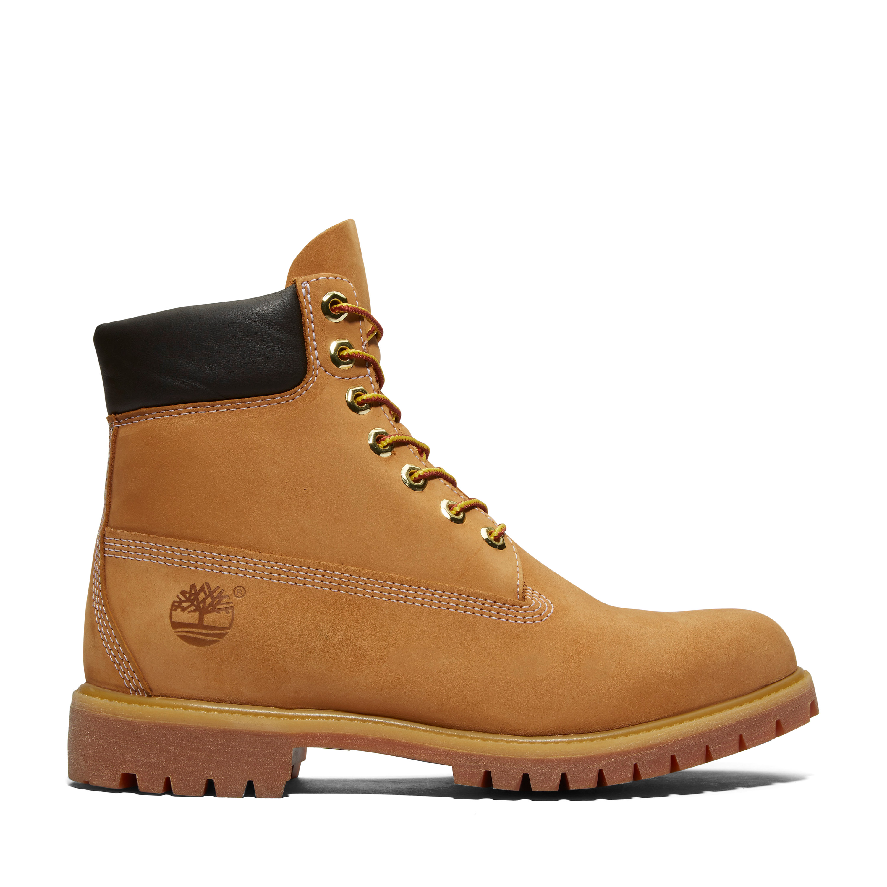 Tan 6 inch Timberland® wheat colored boot.