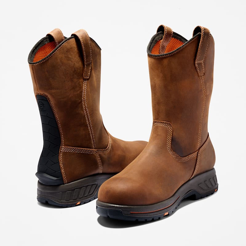 Мужские ботинки Timberland PRO Helix HD Pull On Composite Toe Waterproof Work Boot, цвет: Земляной коричневый — фото 5