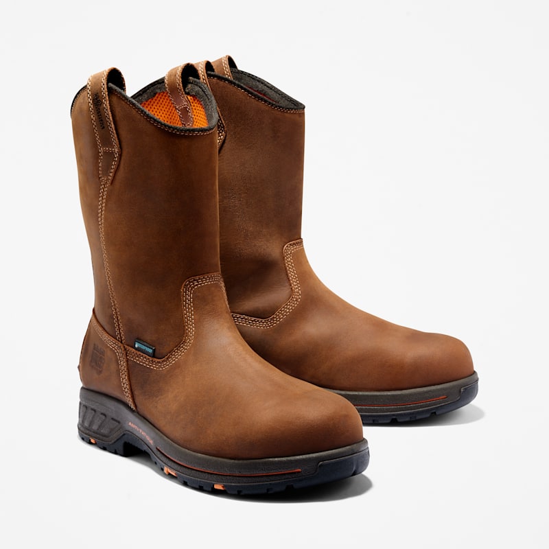 Мужские ботинки Timberland PRO Helix HD Pull On Composite Toe Waterproof Work Boot, цвет: Земляной коричневый — фото 4