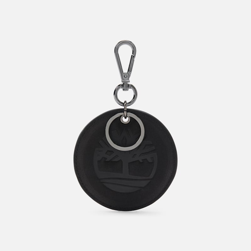 Брелок Timberland Round 2-Sided Leather Key Ring, цвет: Угольно-чёрный