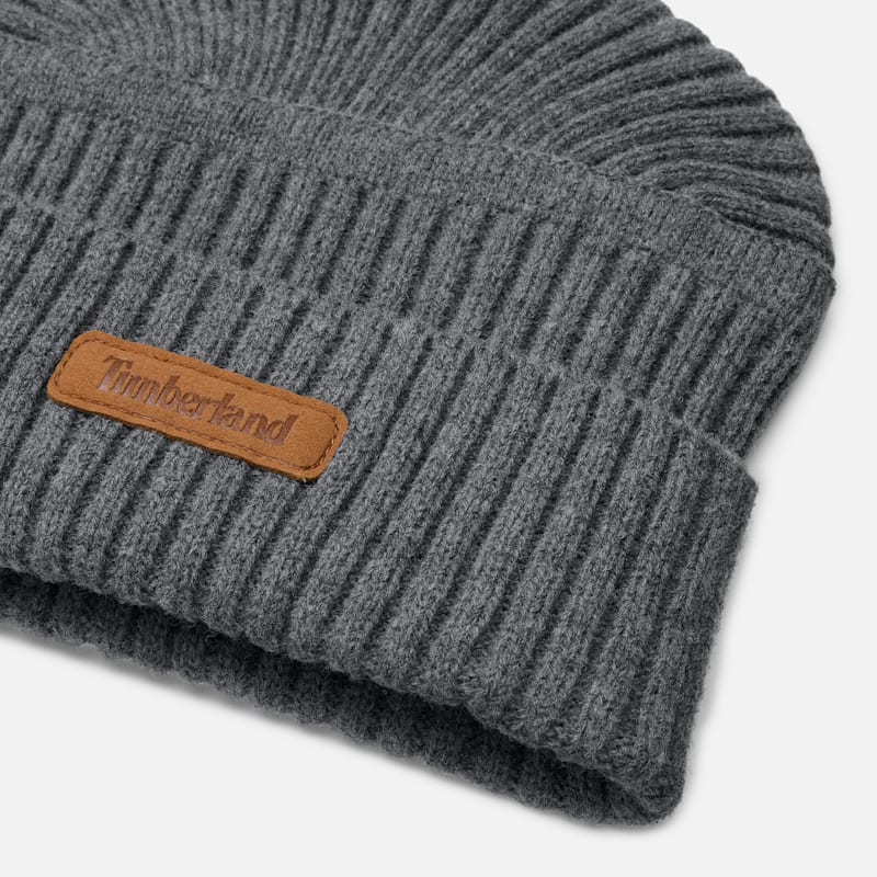 Шапка Timberland Gulf Beach Ribbed Beanie, цвет: Тёмный серый меланжевый — фото 2