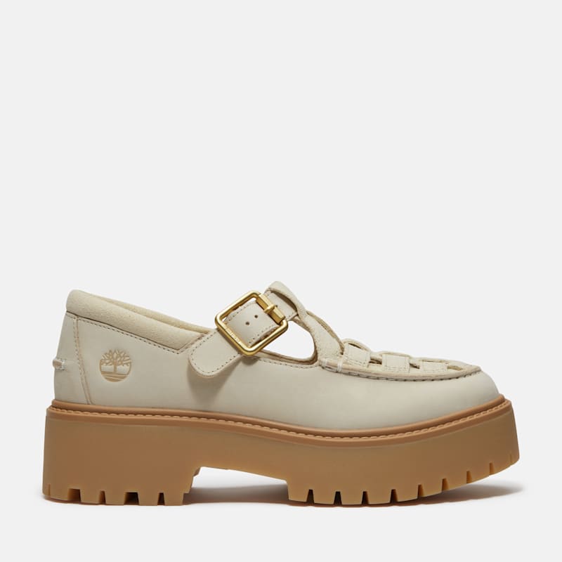 Женские кроссовки Timberland Stone Street Platform Buckle, цвет: Светлый бежевый замшевый