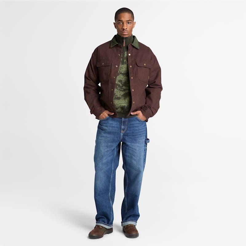 Мужская рубашка Timberland Herringbone Overshirt, цвет: Кофейный коричневый — фото 3