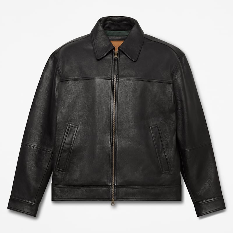 Мужская куртка Timberland Stratham Leather Bomber, цвет: Чёрный
