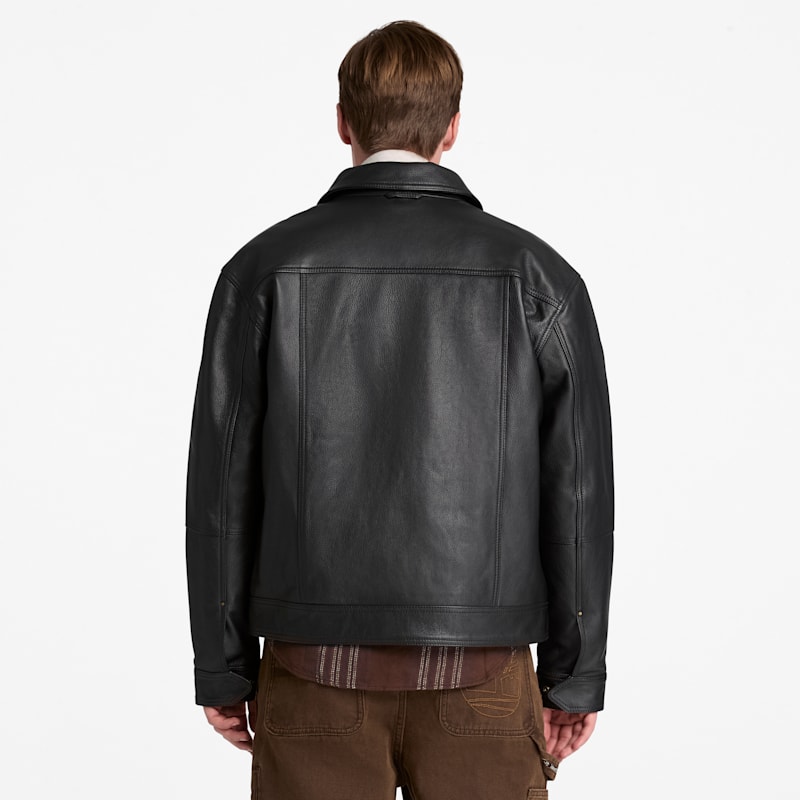 Мужская куртка Timberland Stratham Leather Bomber, цвет: Чёрный — фото 5