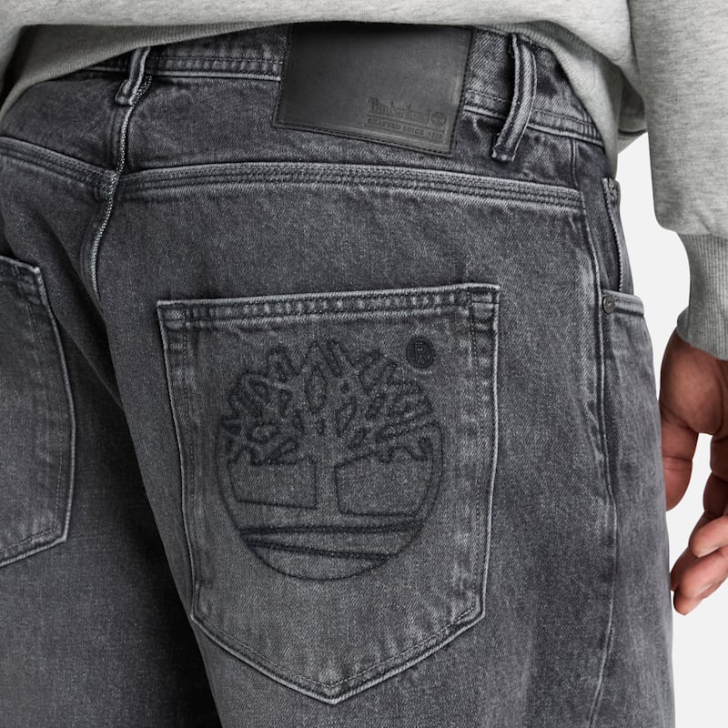 Мужские брюки Timberland Baggy Denim Pant, цвет: Чёрный тёмно-зелёный варёный — фото 4
