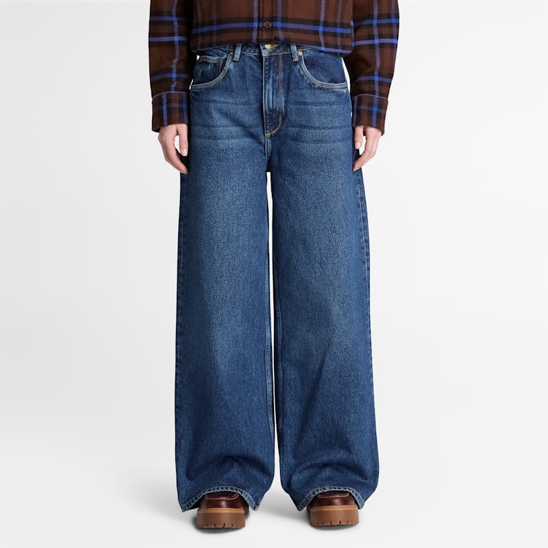 Женские брюки Timberland Wide Leg Denim Pant, цвет: Синий варёный — фото 2