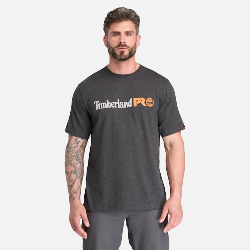 Мужская футболка Timberland PRO Logo Short-Sleeve T-Shirt, цвет: Чёрный меланжевый — фото 2