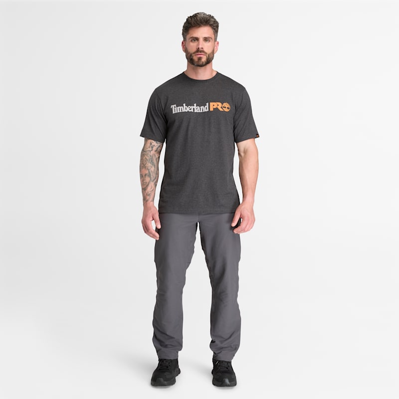 Мужская футболка Timberland PRO Logo Short-Sleeve T-Shirt, цвет: Чёрный меланжевый — фото 3