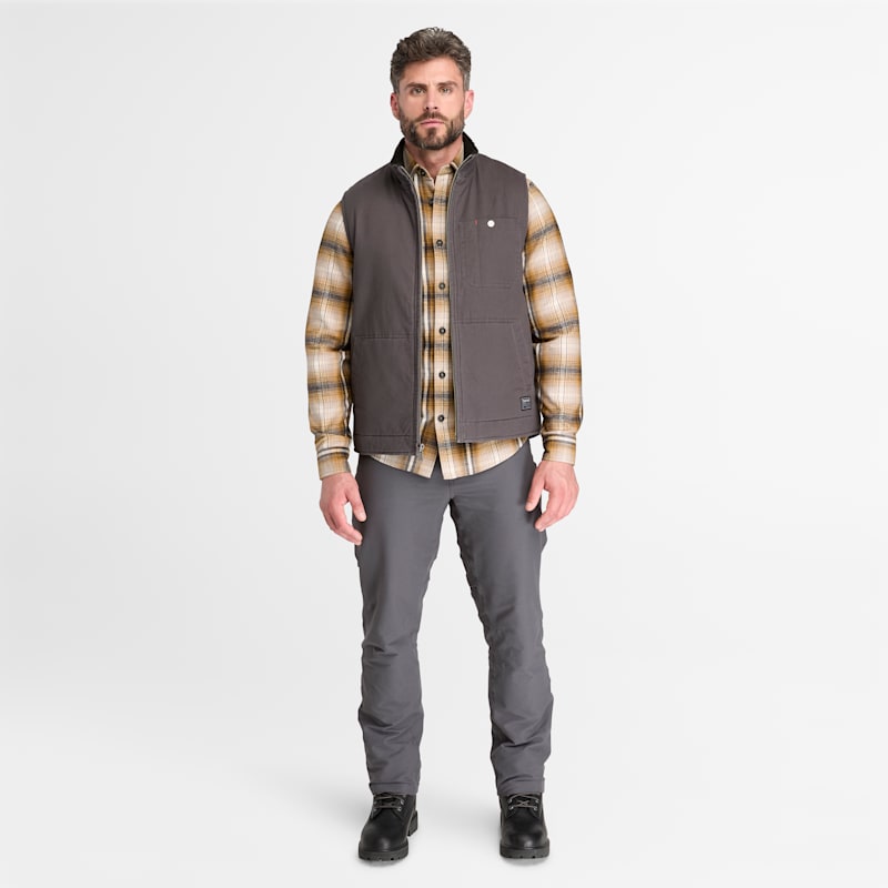 Мужской жилет Timberland PRO Fleece-Lined Twill Vest, цвет: Асфальтовый — фото 3