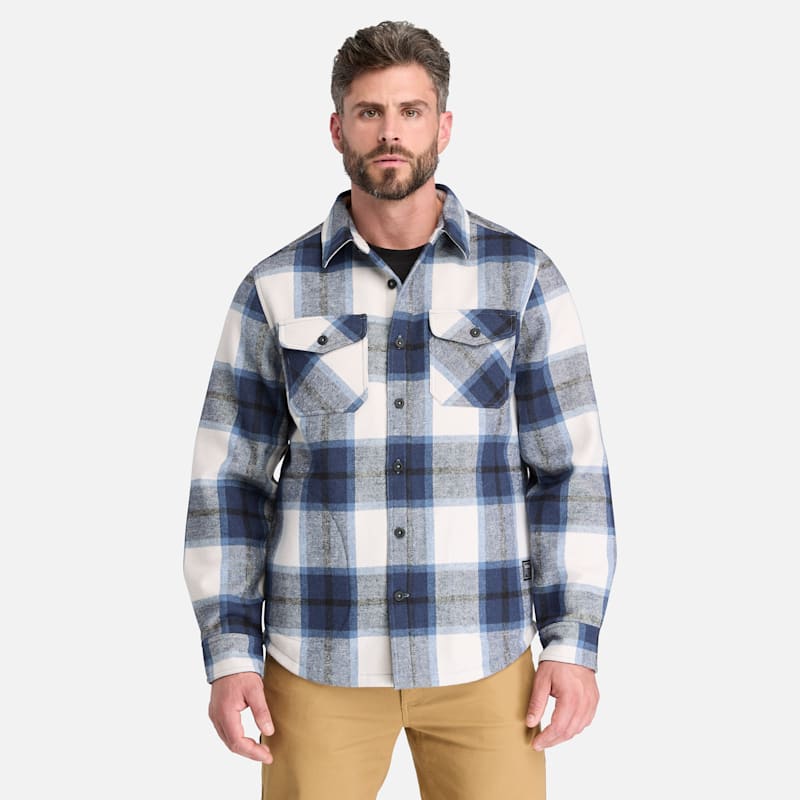 Мужская рубашка Timberland PRO Fleece-Bonded Flannel Overshirt, цвет: Синий — фото 2