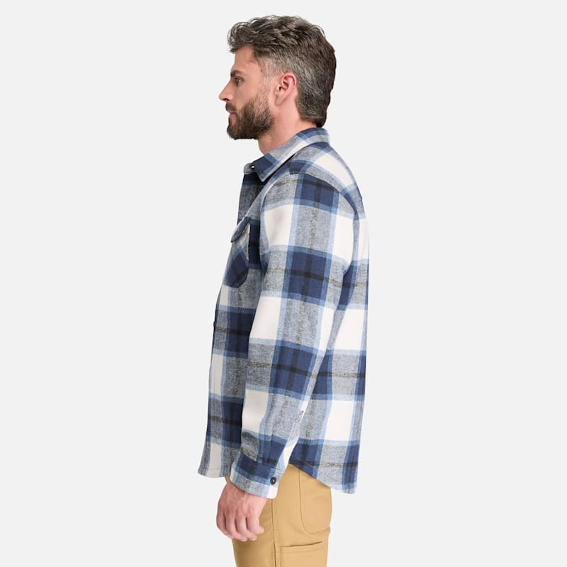Мужская рубашка Timberland PRO Fleece-Bonded Flannel Overshirt, цвет: Синий — фото 5