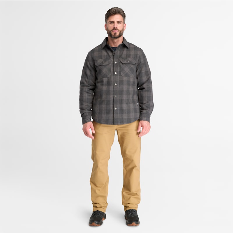 Мужская куртка Timberland PRO Fleece-Lined Yukon Flannel Shirt Jacket, цвет: Серый меланжевый — фото 3