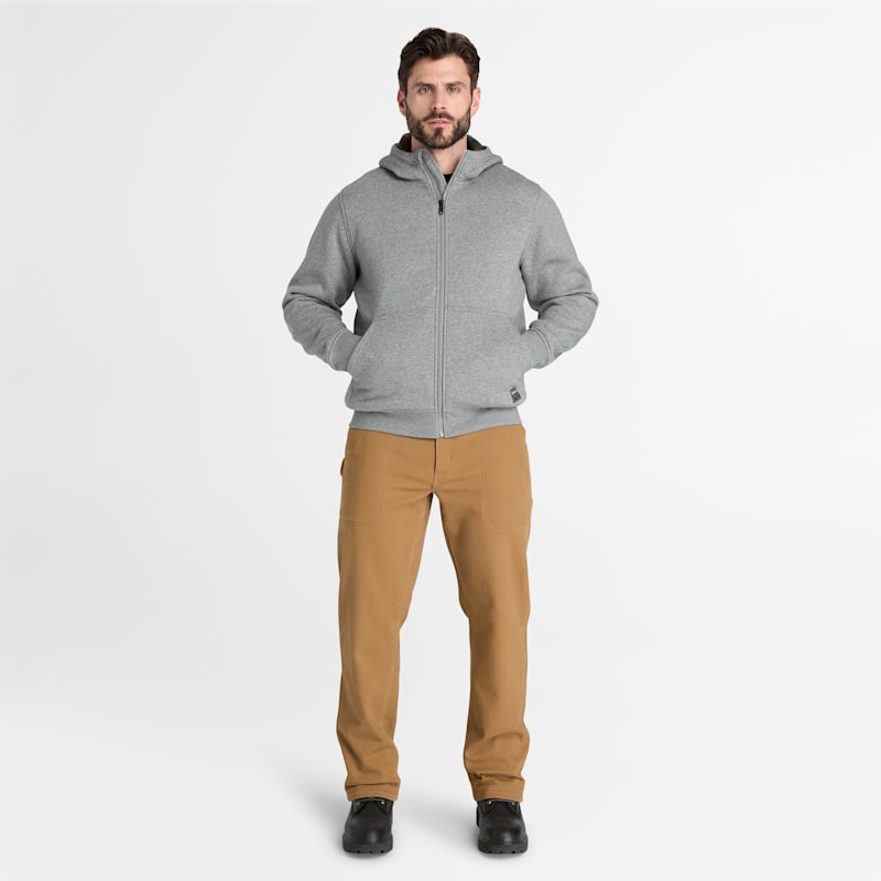 Мужское худи Timberland PRO Fleece-Lined, цвет: Тёмный угольный меланжевый — фото 3