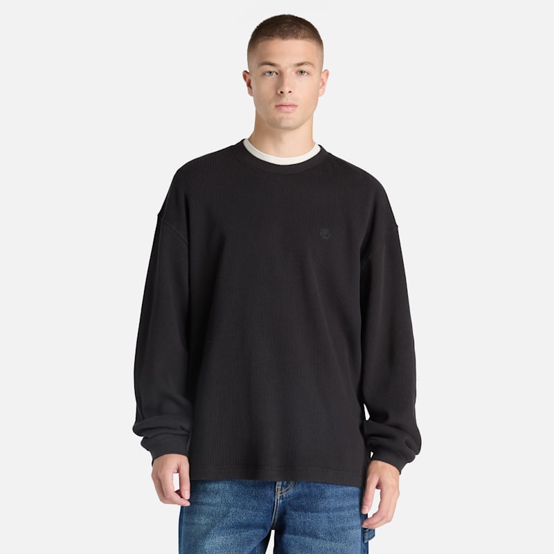 Мужская футболка Timberland Heavyweight Long-Sleeve Waffle, цвет: Чёрный — фото 2