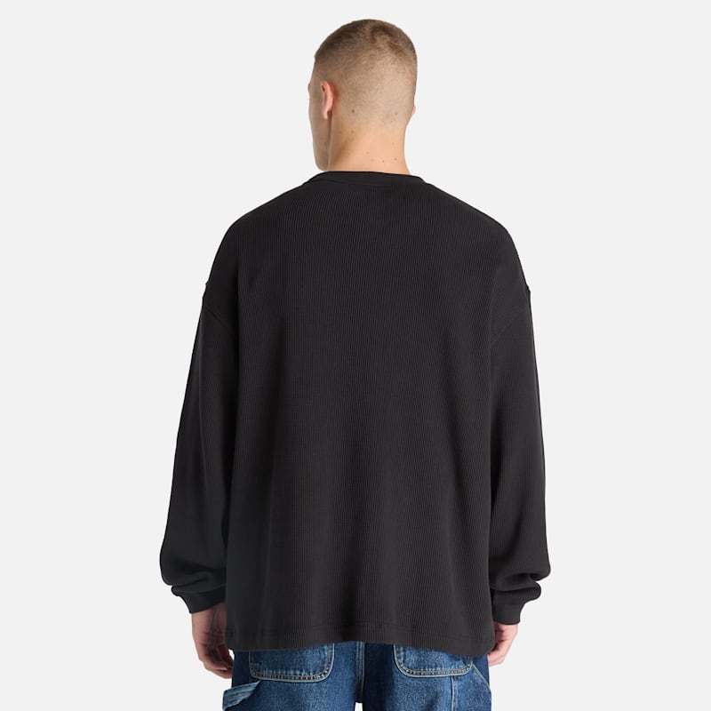 Мужская футболка Timberland Heavyweight Long-Sleeve Waffle, цвет: Чёрный — фото 5
