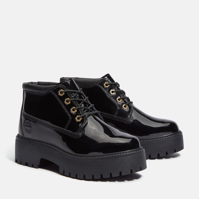 Женские кроссовки Timberland Women's Patent Leather Stone Street Platform Chukka — фото 4