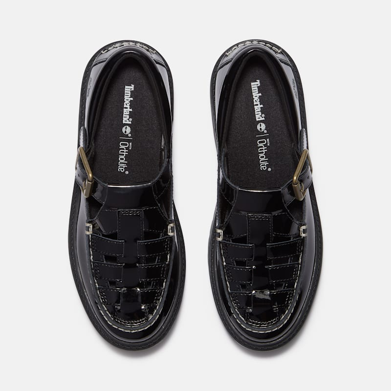 Женские кроссовки Timberland Women's Patent Leather Stone Street Platform Buckle Shoe — фото 2