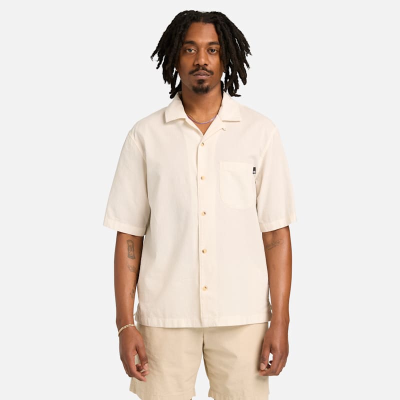 Мужские рубашки Timberland Men's Short-Sleeve Seersucker Resort Shirt — фото 2