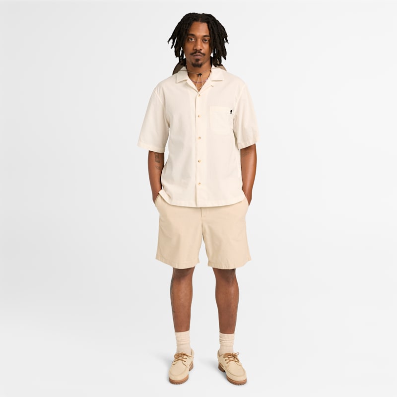 Мужские рубашки Timberland Men's Short-Sleeve Seersucker Resort Shirt — фото 3
