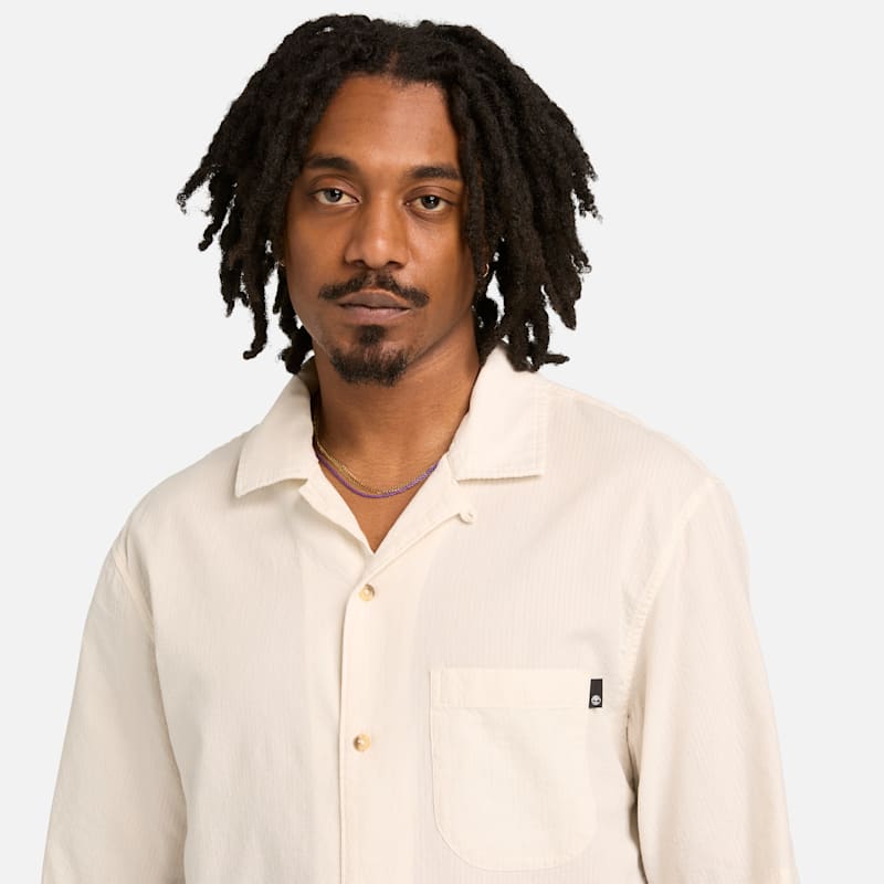Мужские рубашки Timberland Men's Short-Sleeve Seersucker Resort Shirt — фото 4