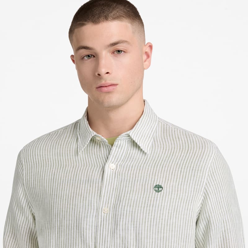 Мужские рубашки Timberland Men's Mill Brook Regular Fit Linen Shirt — фото 4