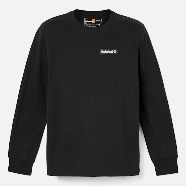 【Timberland】 ★ Graphic Long Sleeve ★ Black Timberland Men's Black Graphic Long Sleeve Crew T-Shirt - S