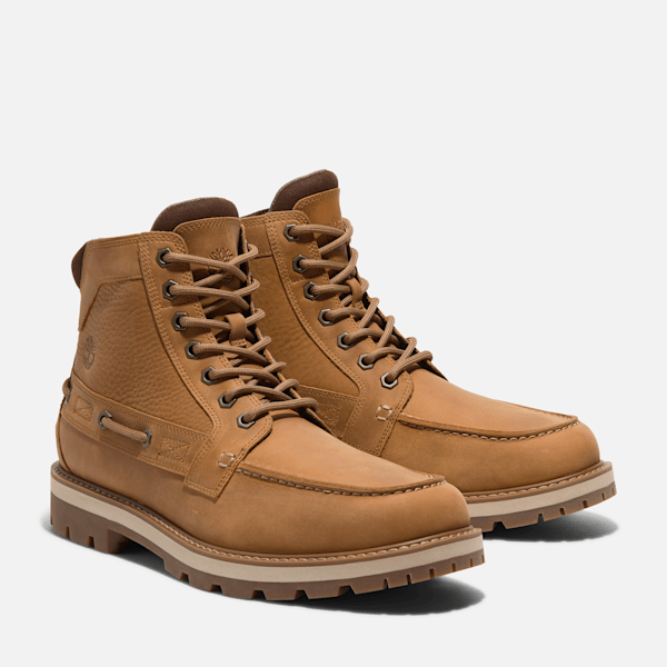 靴 timberland moc toe gtx 26cm Men's Britton Road 7-Eye Moc Toe Boots - Wheat Full-Grain