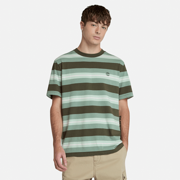 Tシャツ・カットソー SATUR All Day Basic Stripe Short Sleeve T-Shirt Brown SATUR] All Day Basic Stripe T-shirt