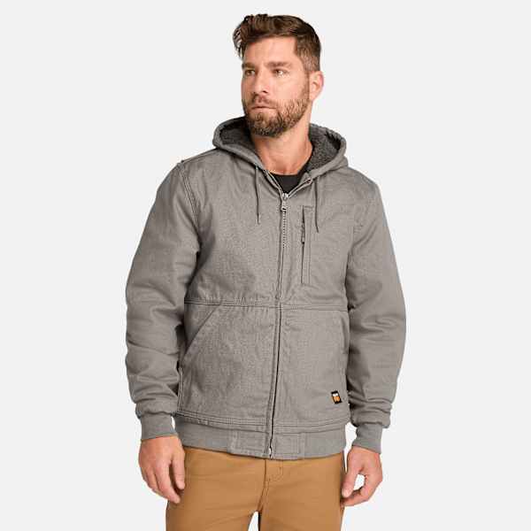 Men's Gritman Fleece-Lined Hooded Canvas Jacket - Pewter