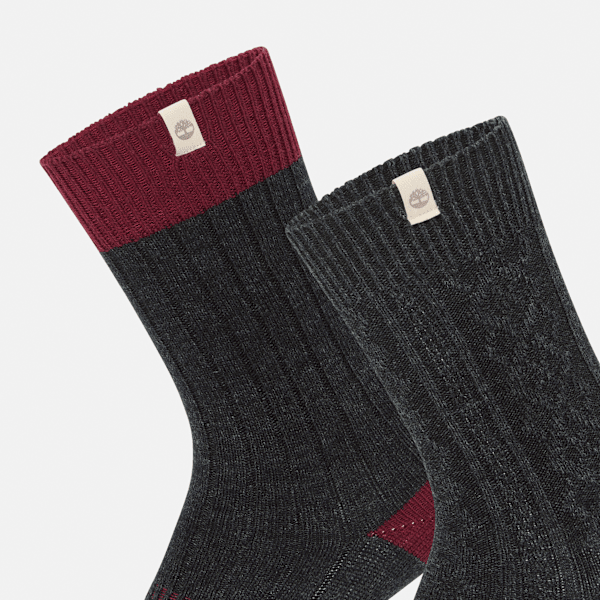 Men's Timberland® 2-Pack Cushioned Cable Knit Crew Sock