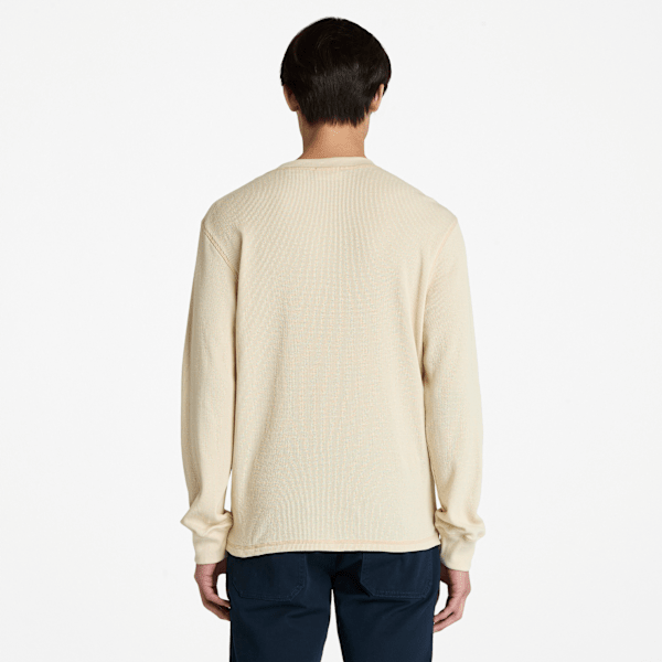 Men's Wharf River Waffle Henley Long-Sleeve Polo Shirt