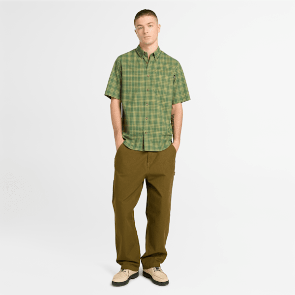 Men's Checkered Poplin Short-Sleeve Shirt