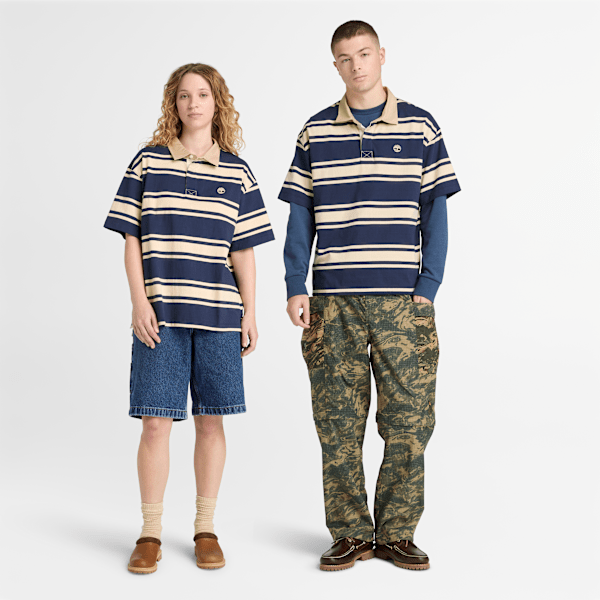 Striped Short-Sleeve Rugby Polo