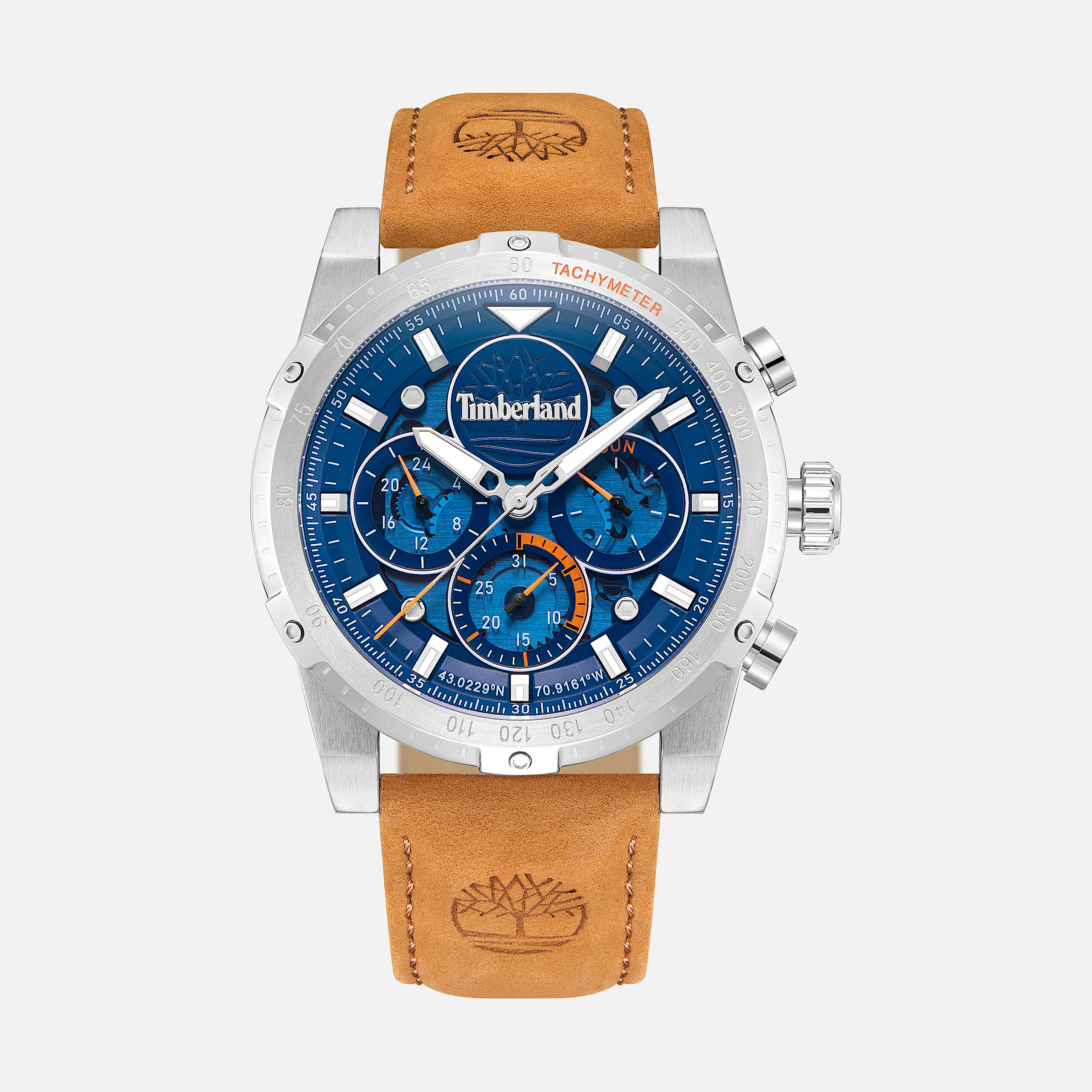 Mens Sherbrook Watch TBL Blue FaceWheat Strap HERO