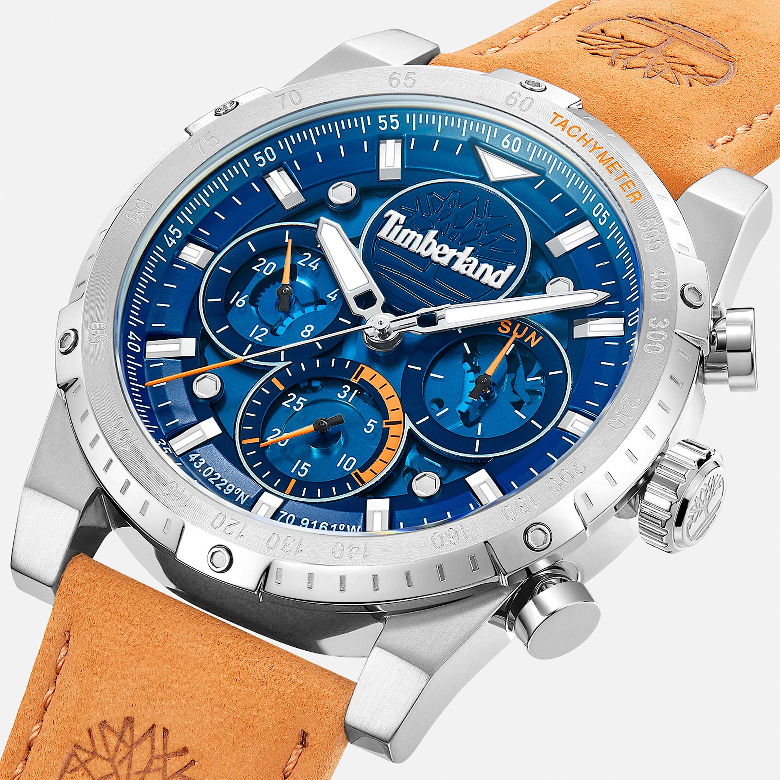 Mens Sherbrook Watch TBL Blue FaceWheat Strap ALT3
