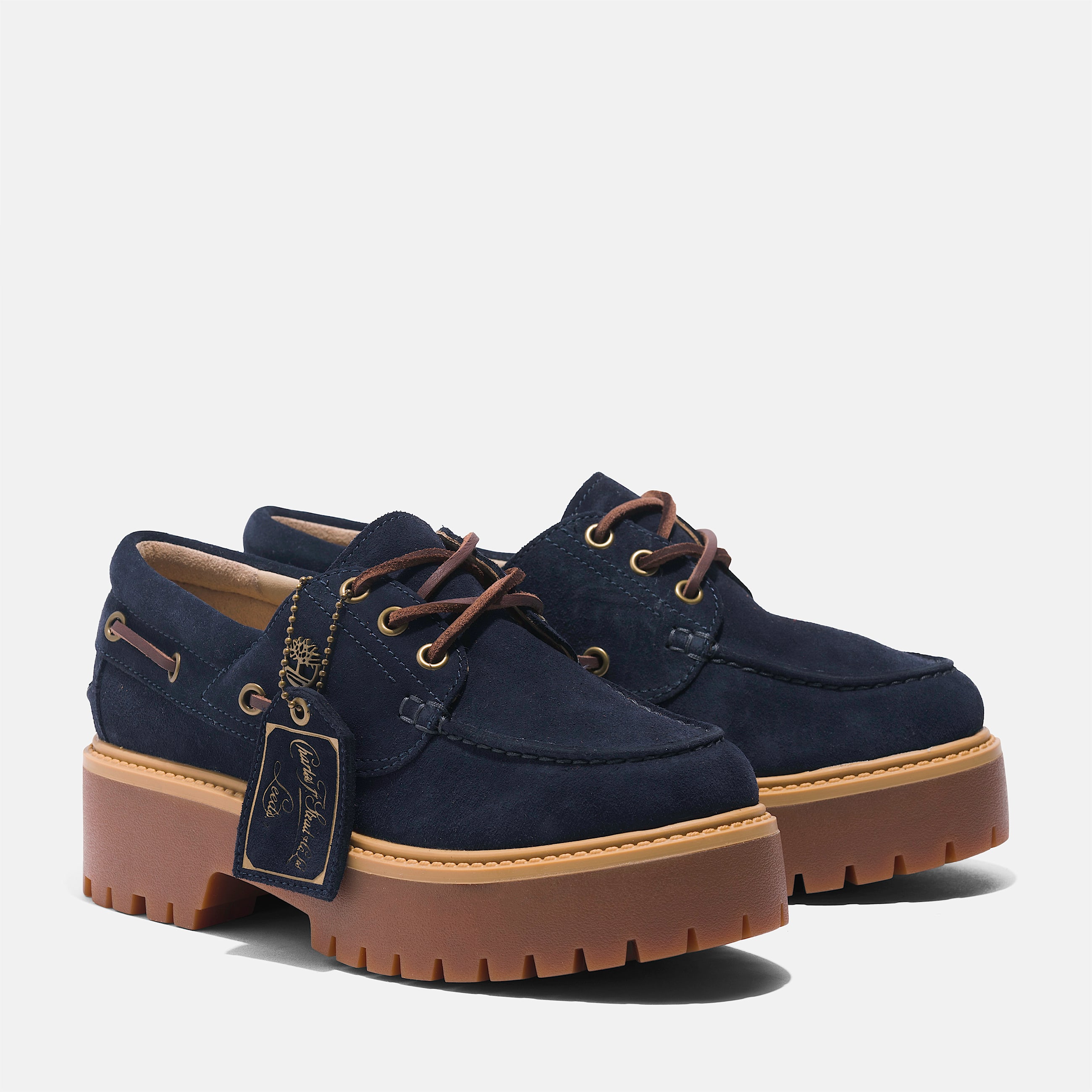 Womens Timberland CF Stead Indigo Suede Stone Street Platform Boat Shoe TBL Dark Blue Suede ALT4