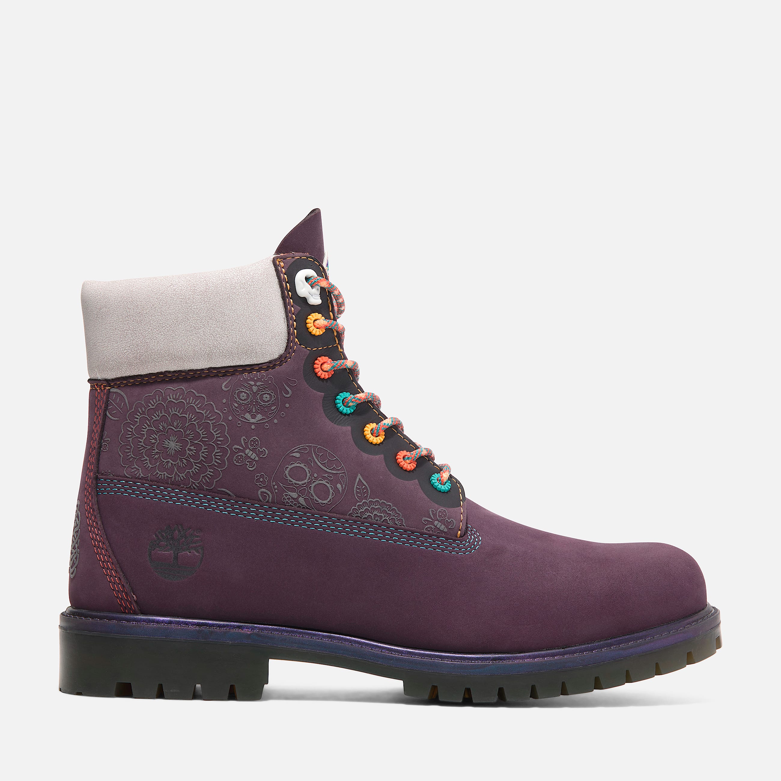 Mens Timberland Dia de Muertos 6Inch Waterproof Boot TBL Dark Purple Nubuck HERO