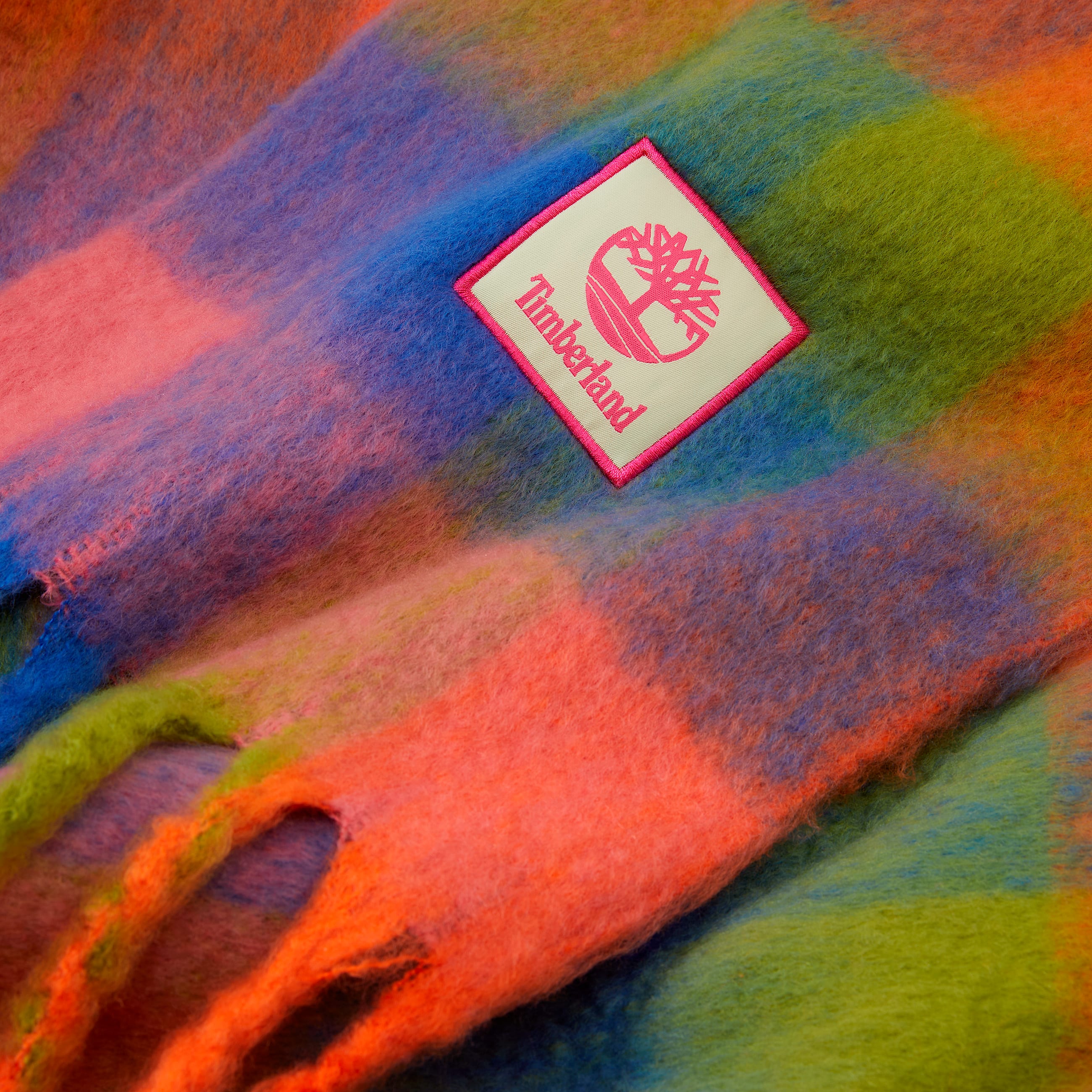 Womens Brushed Multi Check Scarf TBL Berry Pink ALT1