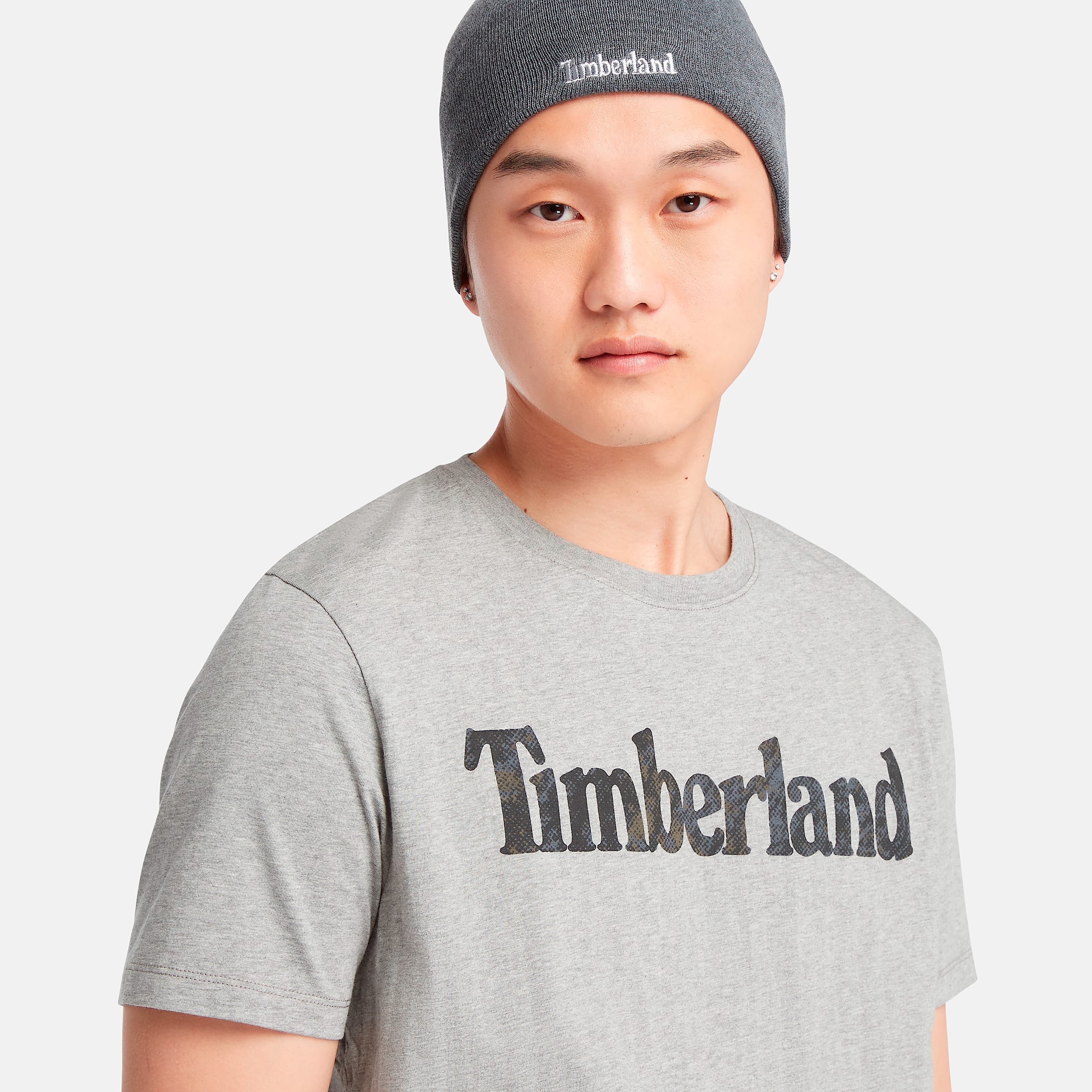 Mens Short Sleeve Seasonal Camo Linear Logo TShirt TBL Medium Grey Heather ALT2