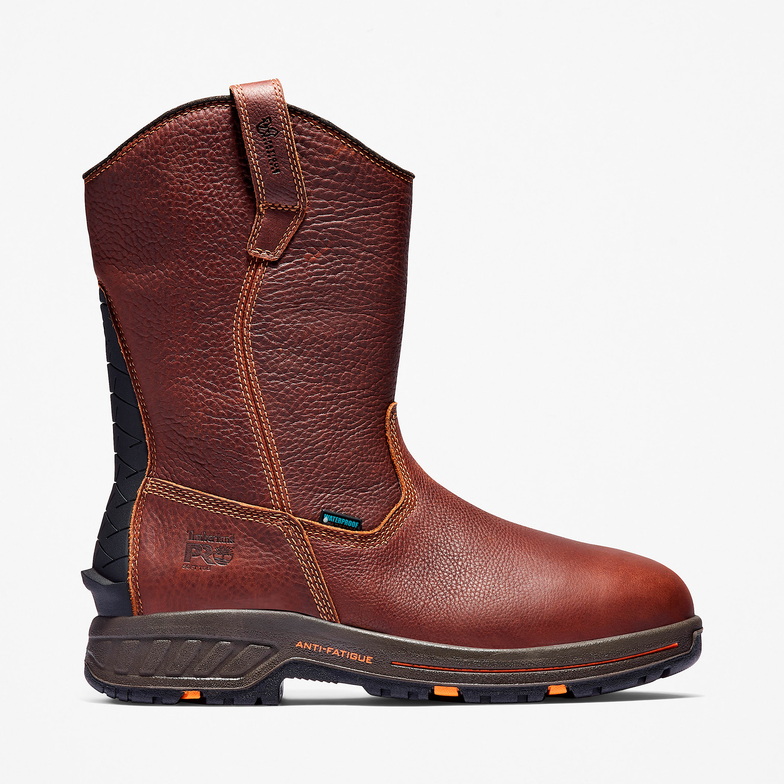 Mens Timberland PRO Helix HD Pull On Waterproof Work Boot TBL Brown Teak Trailblazer FullGrain HERO