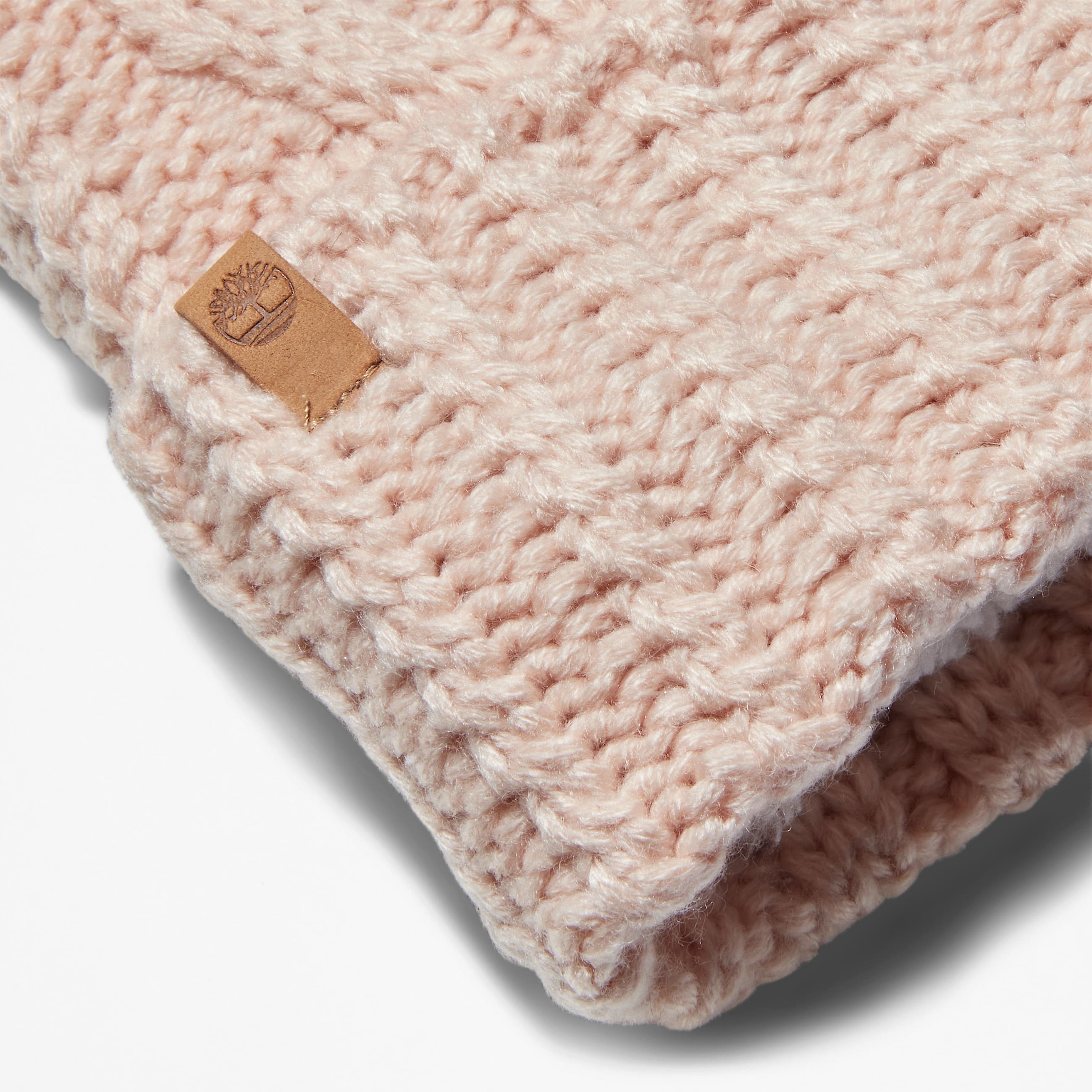 Womens Autumn Woods Cable Beanie with Pom TBL Cameo Rose ALT2