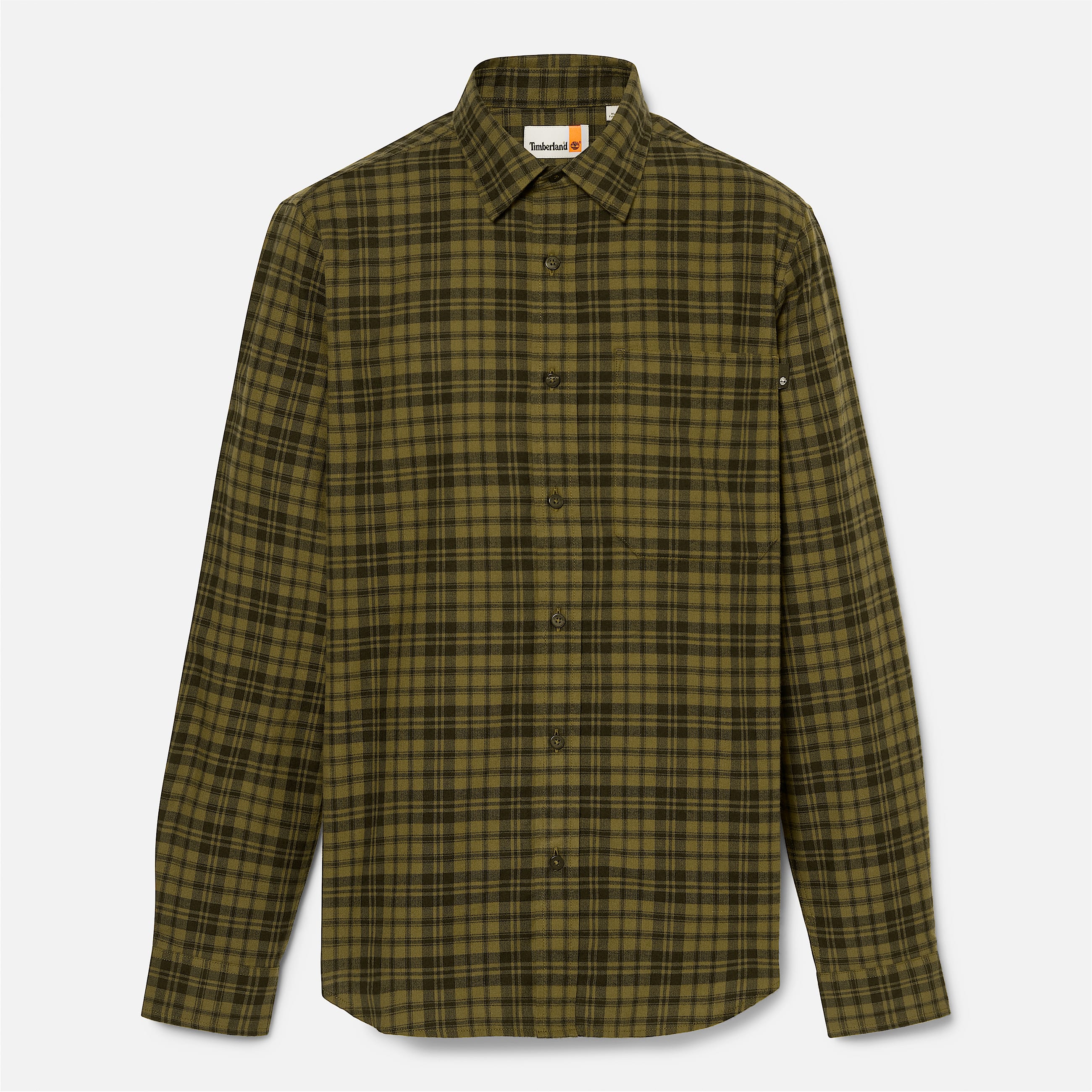 Mens Herringbone Flannel Plaid Shirt TBL Dark Olive ALT10