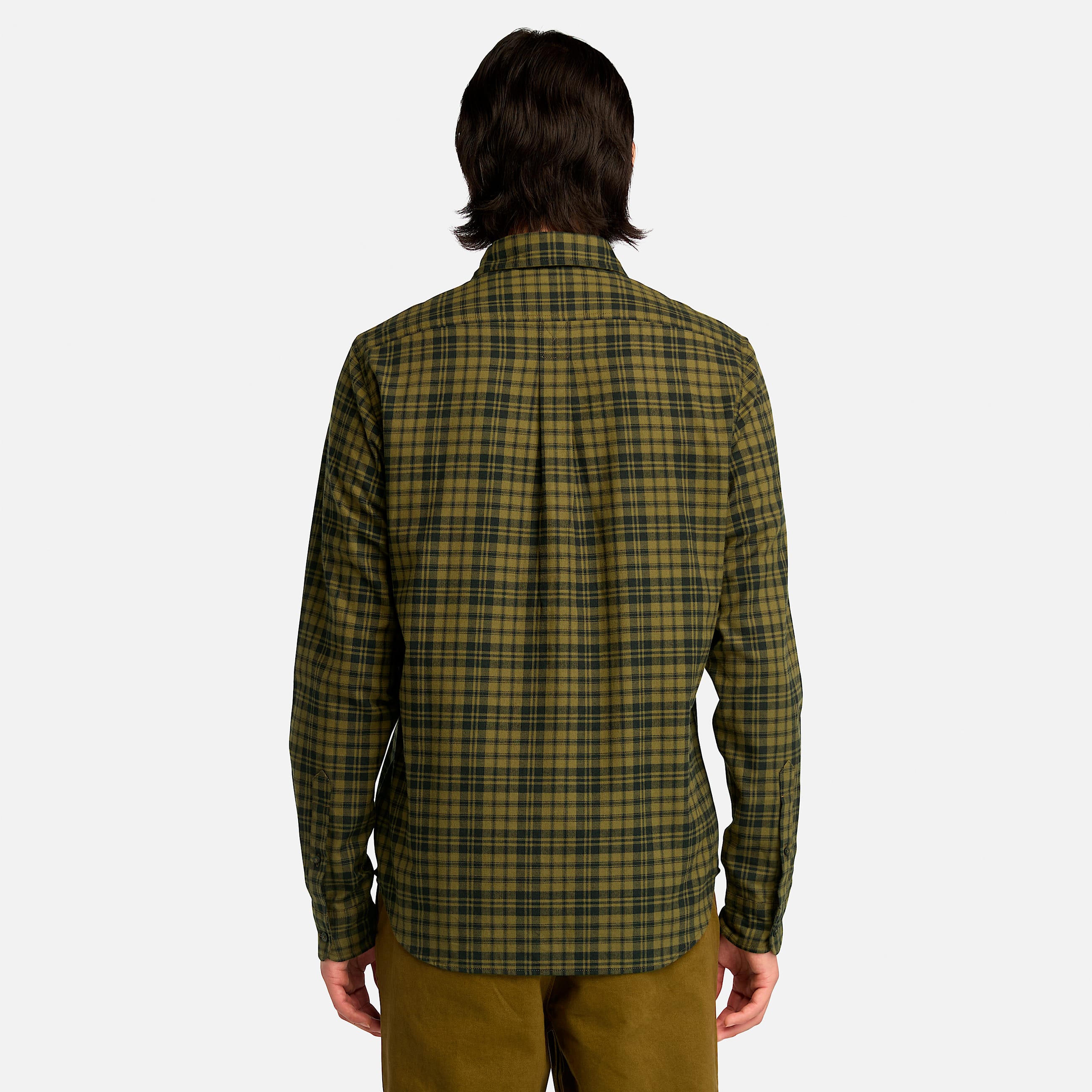 Mens Herringbone Flannel Plaid Shirt TBL Dark Olive ALT9