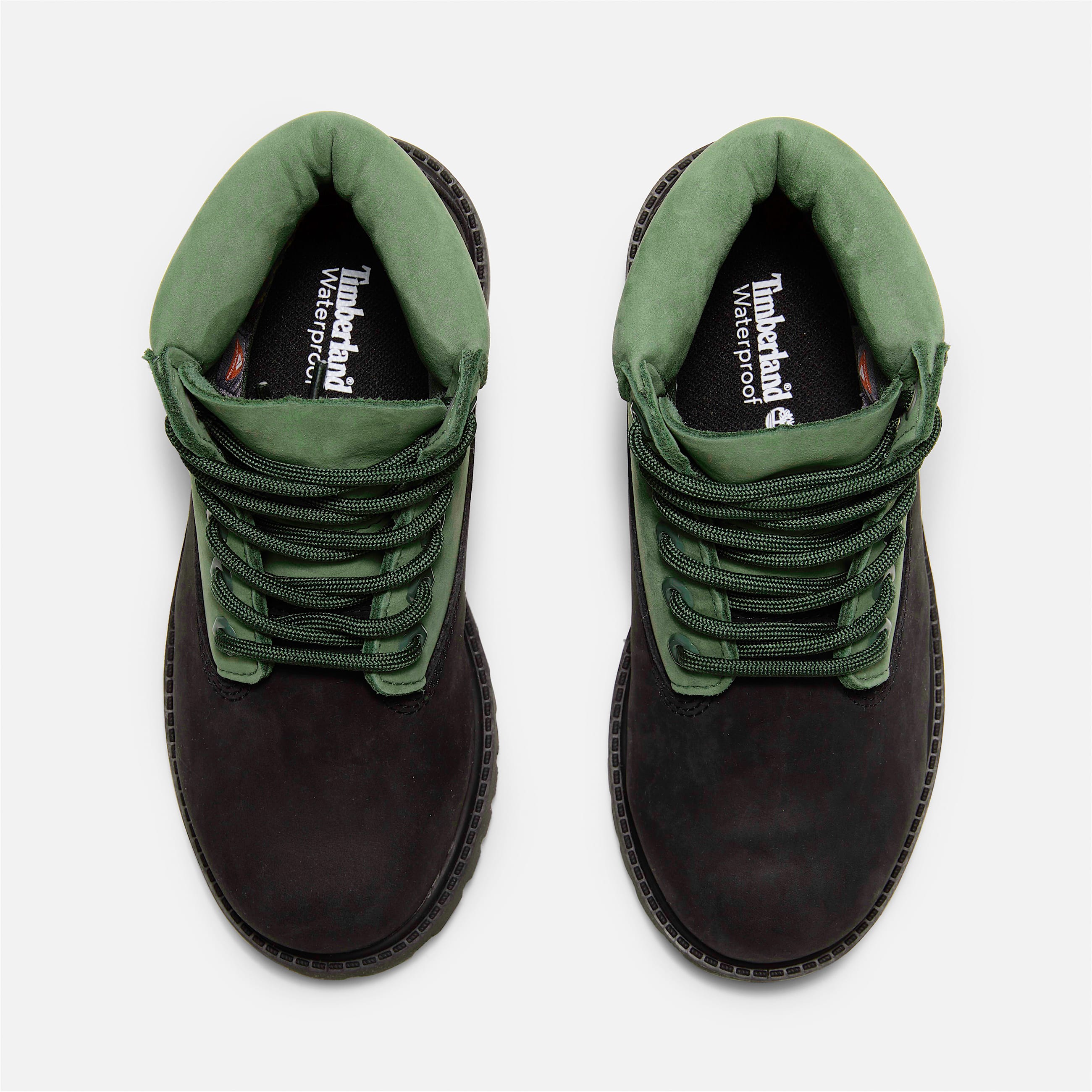 Junior Timberland Premium 6Inch LaceUp Waterproof Boot TBL Black NubuckDark Green ALT2