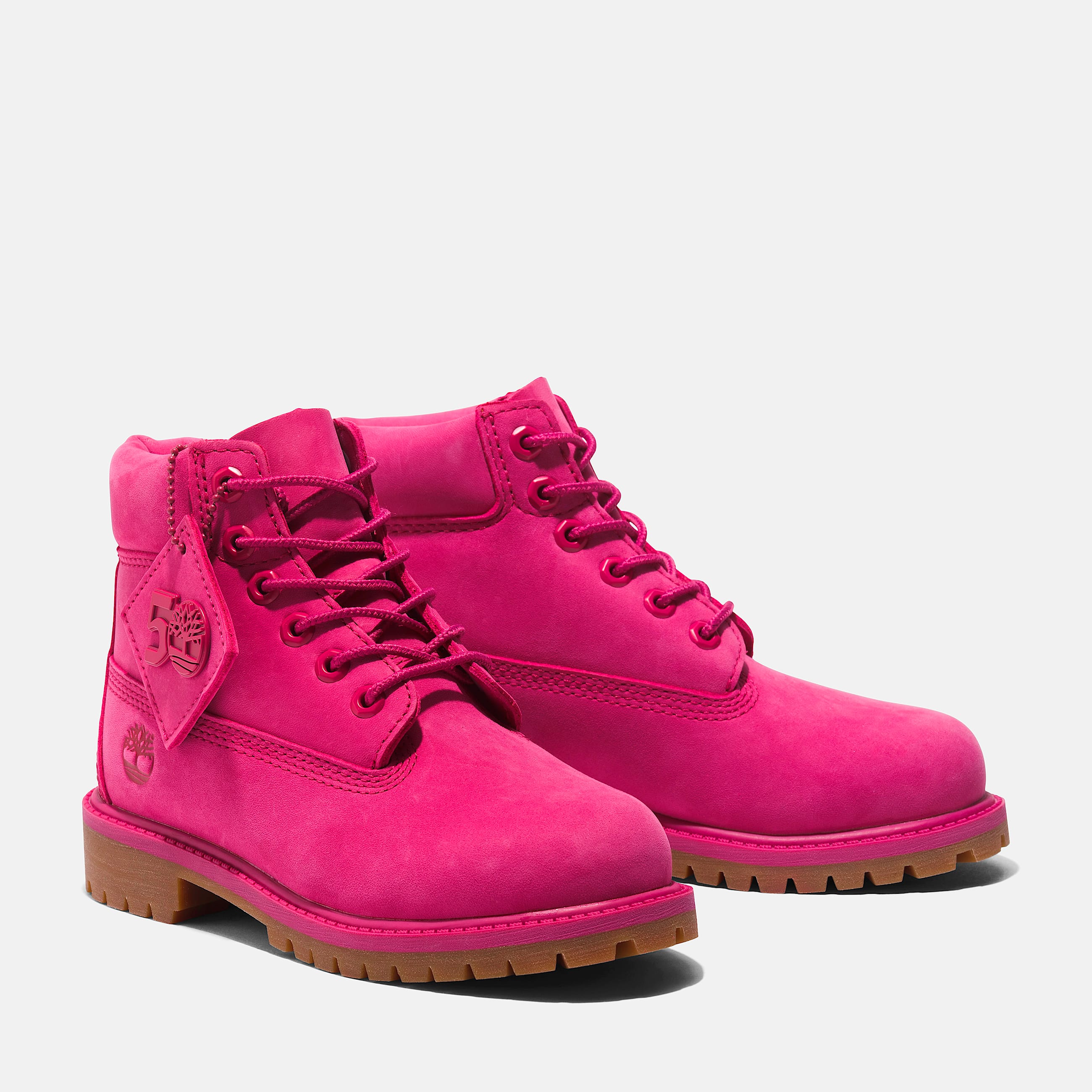 Junior Timberland 50th Edition Premium 6Inch Waterproof Boot TBL Dark Pink Nubuck ALT4
