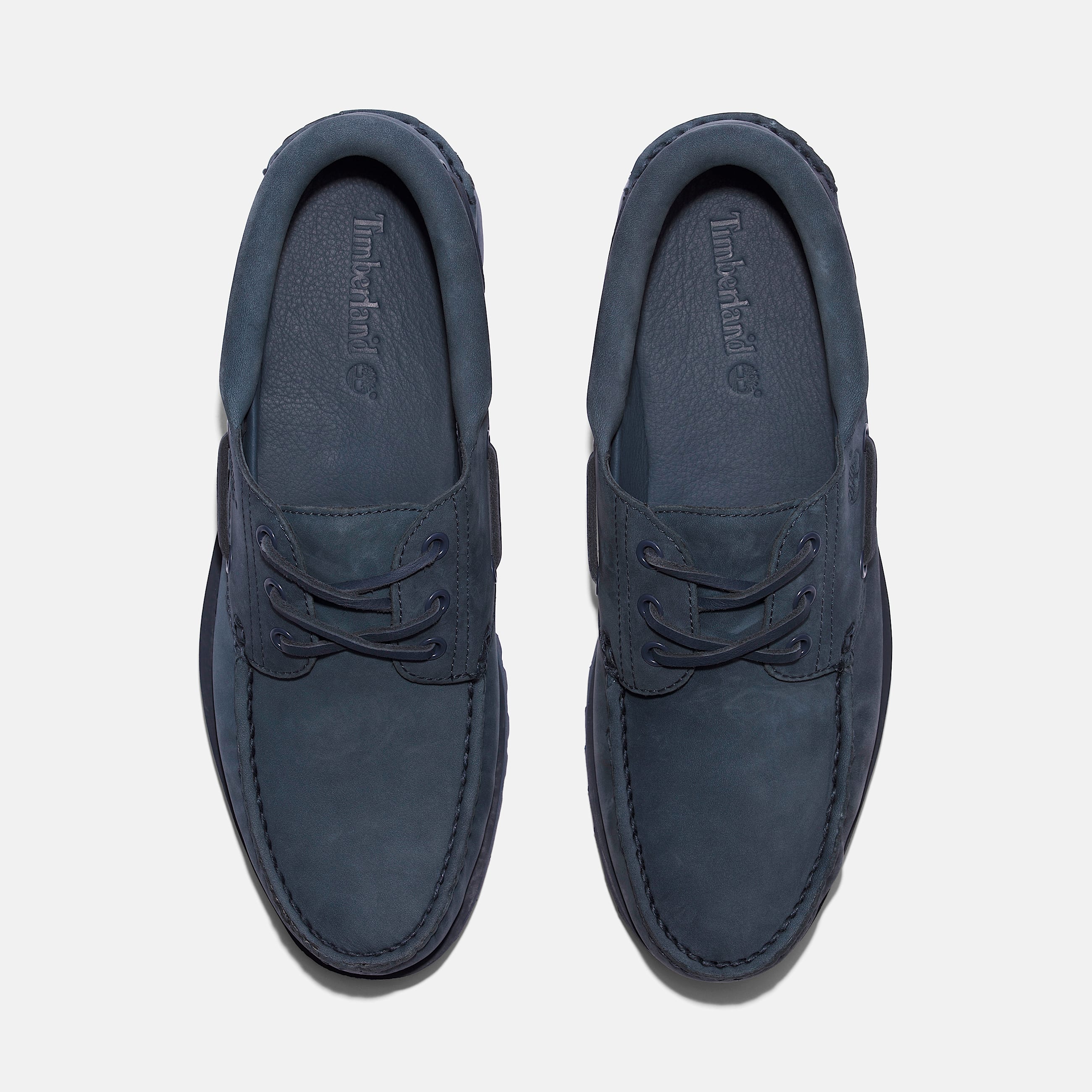 Chaussure bateau Lug cousue main  3 illets pour hommes TBL Nubuck bleu fonc ALT2