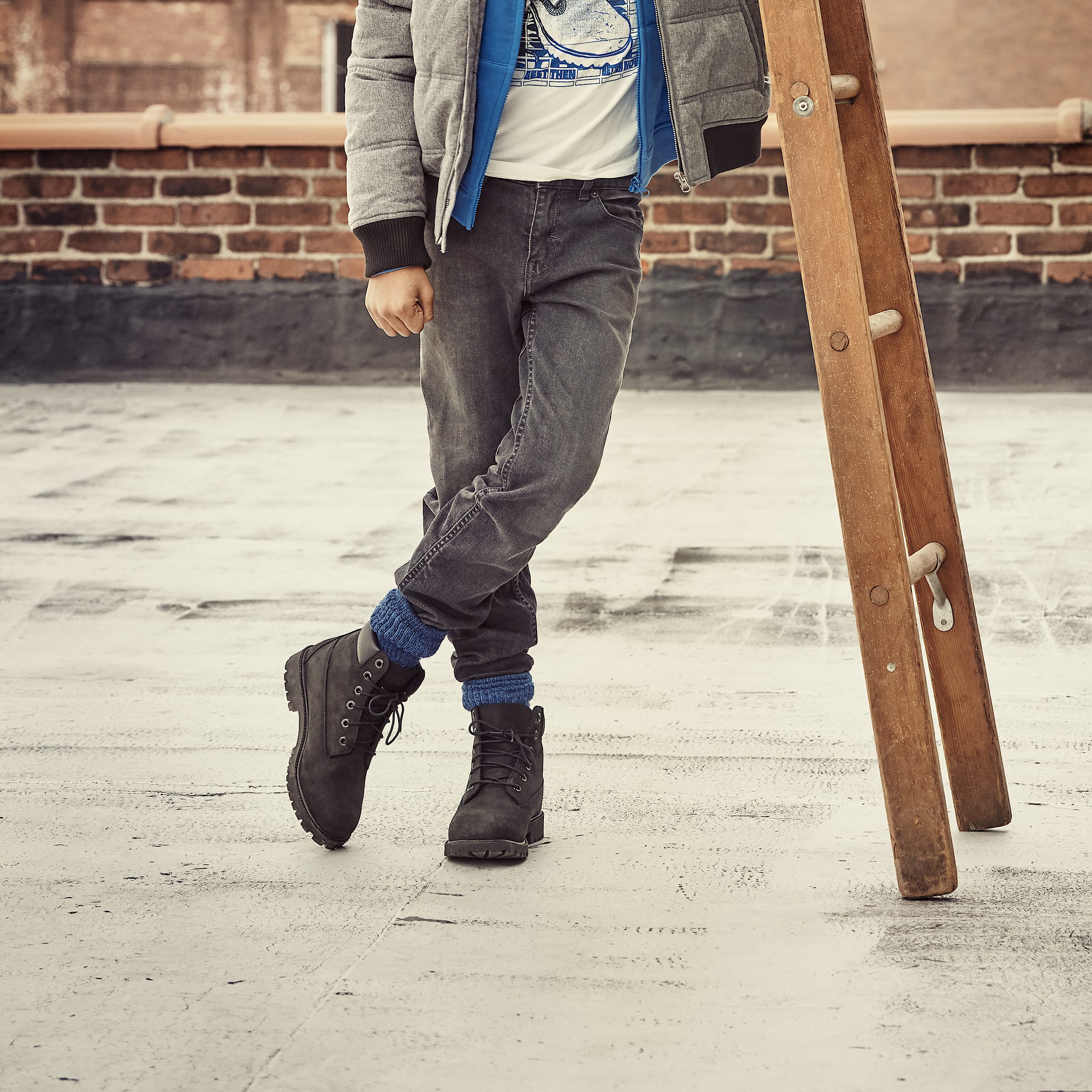 Youth Timberland Premium 6Inch Waterproof Boot TBL Black Nubuck ALT8